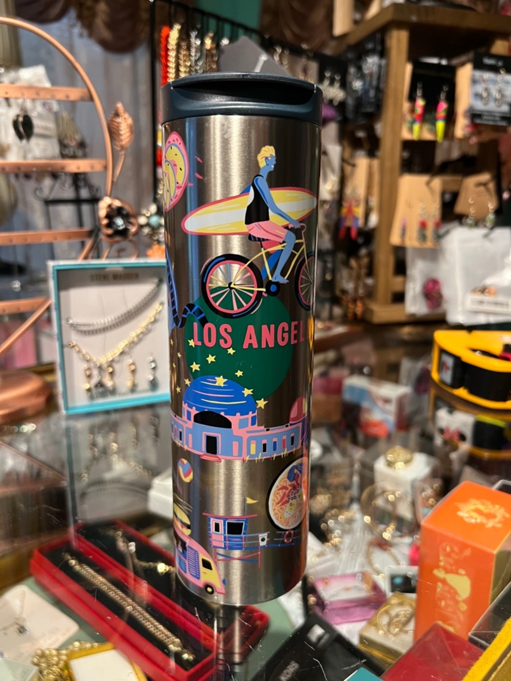 Los Angeles Starbucks Stainless Steel Travel Tumbler with Colorful City Graphics